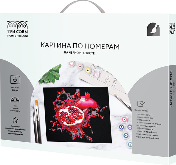 Изображение товара Картина по номерам Три совы Сочный гранат / КХп_48167