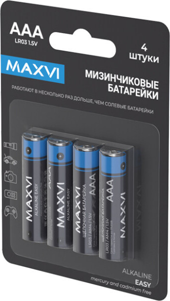 Изображение товара Комплект батареек Maxvi MBLR03ES4 AAA (4шт)
