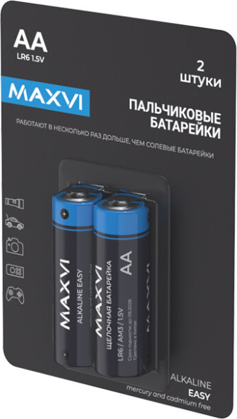 Изображение товара Комплект батареек Maxvi MBLR6ES2 AA (2шт)