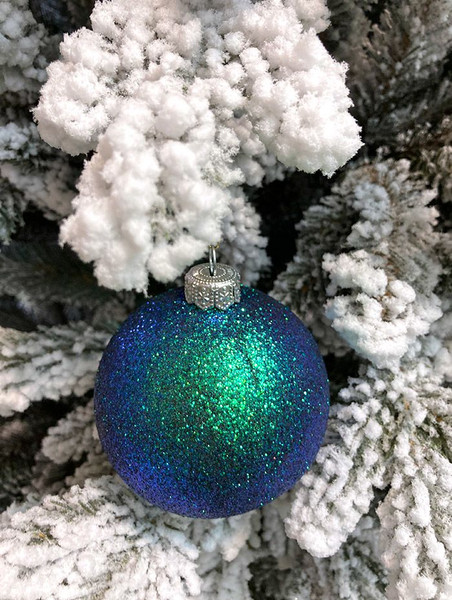 Изображение товара Шар новогодний Justys ВН19 (80мм, синий хамелеон)