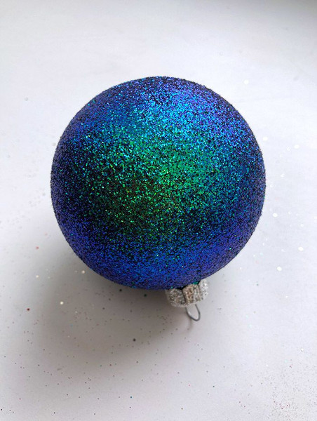 Изображение товара Шар новогодний Justys ВН19 (80мм, синий хамелеон)