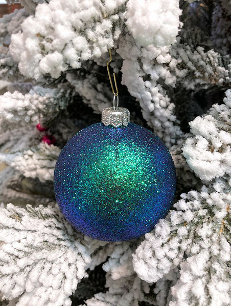 Изображение товара Шар новогодний Justys ВН19 (80мм, синий хамелеон)