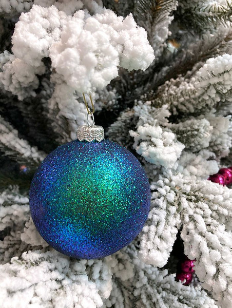 Изображение товара Шар новогодний Justys ВН19 (80мм, синий хамелеон)