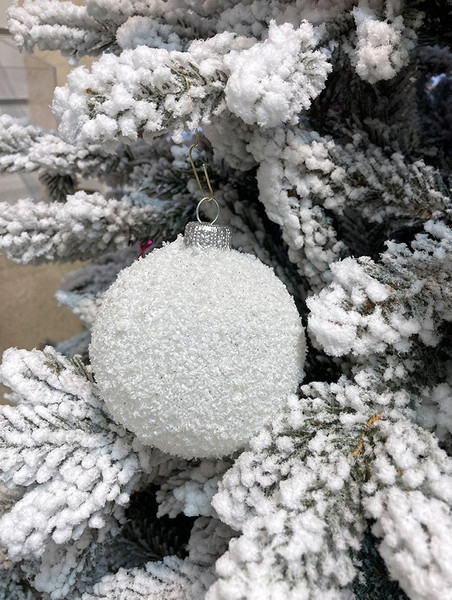 Изображение товара Шар новогодний Justys В19/1 (100мм, белый снег)