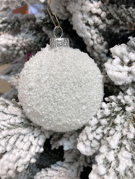 Изображение товара Шар новогодний Justys В19/1 (100мм, белый снег)