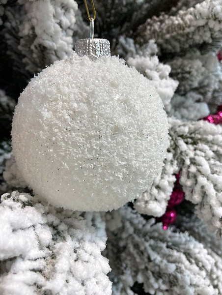 Изображение товара Шар новогодний Justys В19/1 (100мм, белый снег)