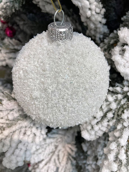 Изображение товара Шар новогодний Justys В19/1 (100мм, белый снег)