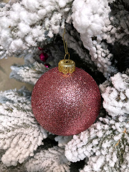 Изображение товара Шар новогодний Justys В20 (100мм, розовый)