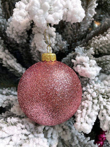 Изображение товара Шар новогодний Justys В20 (100мм, розовый)