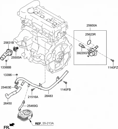 Изображение товара Термостат автомобильный Hyundai/KIA 255002B000