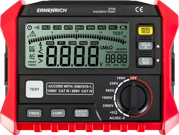 Изображение товара Тестер сопротивления изоляции Ermenrich Ping ET50 / 82962