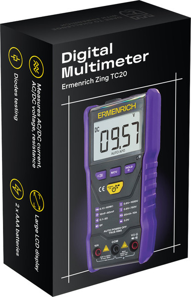 Изображение товара Мультиметр цифровой Ermenrich Zing TC20 / 83844 (фиолетовый)