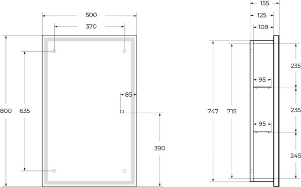 Изображение товара Шкаф с зеркалом для ванной BelBagno SPC-GRT-500/800-1A-LED-TCH