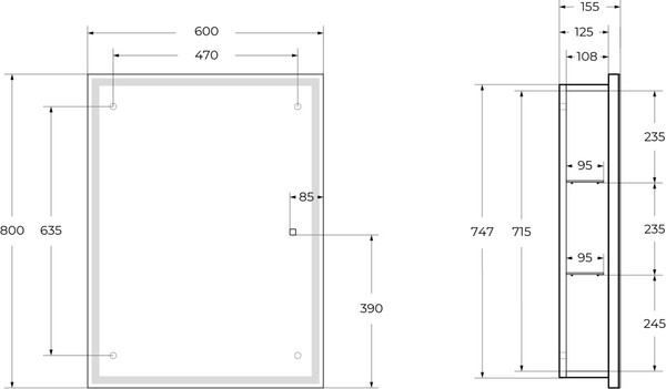 Изображение товара Шкаф с зеркалом для ванной BelBagno SPC-GRT-600/800-1A-LED-TCH