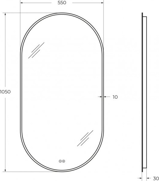 Изображение товара Зеркало Cezares Ellisse CZR-SPC-ELS-550-1050-RGB-TCH