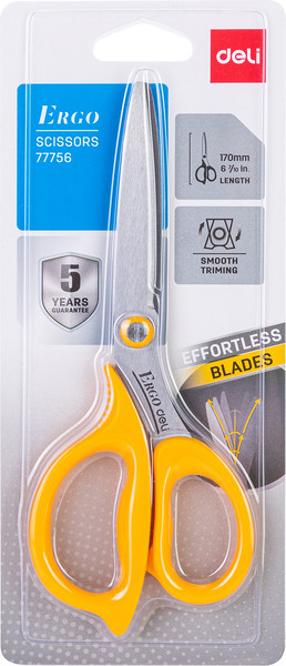 Изображение товара Ножницы канцелярские Deli Ergo / 77756 (желтый)