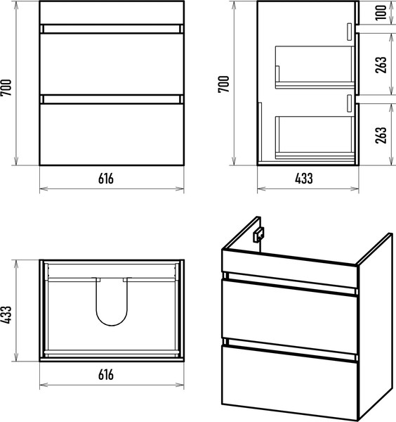 Изображение товара Тумба с умывальником Misty Мира 65 / П-Мир-01065-012Я+13065-KL