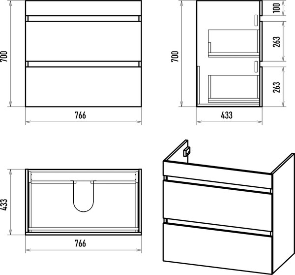 Изображение товара Тумба с умывальником Misty Мира 80 / П-Мир-01080-012Я+13080-KL