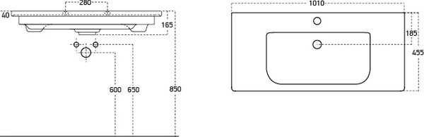 Изображение товара Тумба с умывальником Misty Мира 100 / П-Мир-01100-012Я+13100-KL