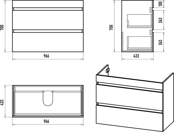 Изображение товара Тумба с умывальником Misty Мира 100 / П-Мир-01100-012Я+13100-KL