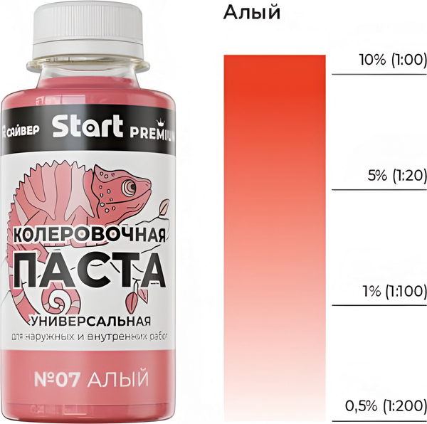 Изображение товара Колеровочная паста Сайвер Start Premium № Х7 (100мл, алый)