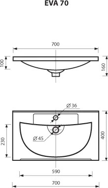 Изображение товара Тумба с умывальником Misty Марта 70 / П-Мрт07070-011Пр+Р-Евв14070-Д