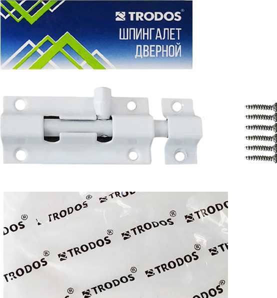 Изображение товара Шпингалет торцевой Trodos ZY-710B без пружины L80 (белый матовый)