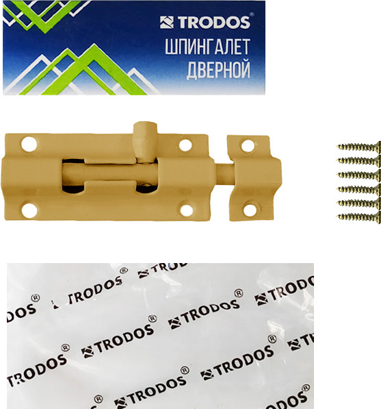 Изображение товара Шпингалет торцевой Trodos ZY-710B без пружины L80 (сатиновое золото матовый)