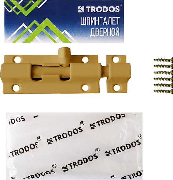 Изображение товара Шпингалет торцевой Trodos ZY-710C без пружины L70 (сатиновое золото матовый)