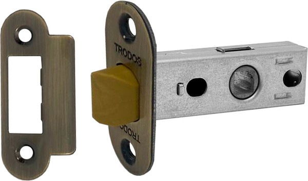 Изображение товара Защелка врезная Trodos 6-45 без фиксации с овальной планкой (пластик, бронза)