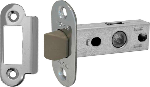 Изображение товара Защелка врезная Trodos 6-45 без фиксации с овальной планкой (пластик, хром)