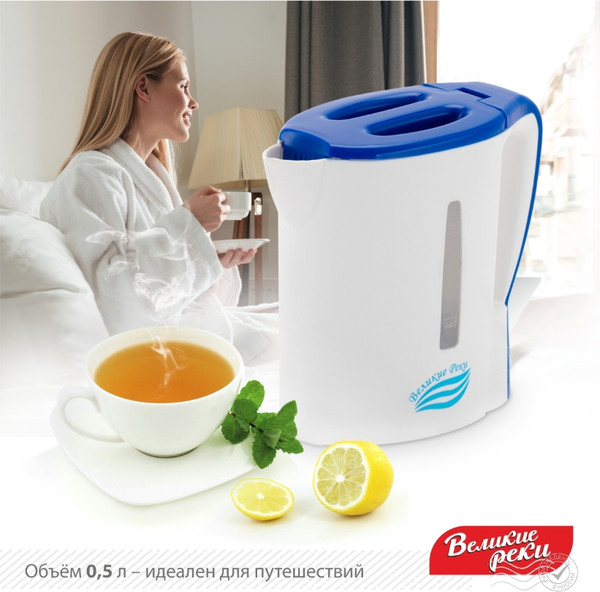 Изображение товара Электрочайник Великие Реки Мая-1 (белый/синий)