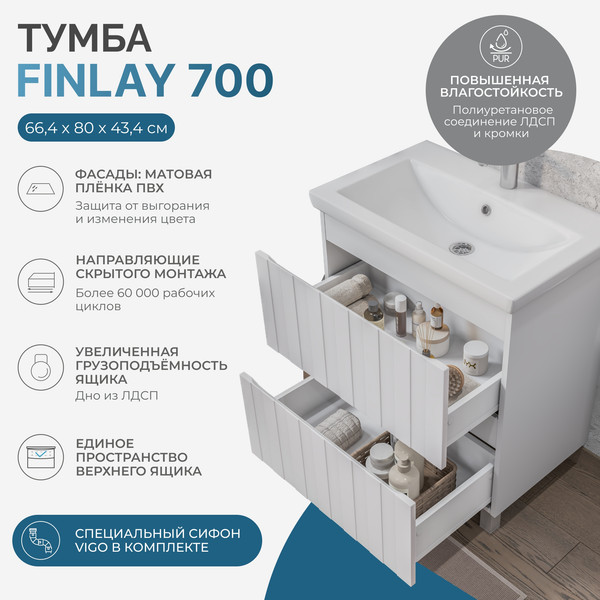 Изображение товара Тумба под умывальник Vigo Finlay 800-0-2 / tn.FIN.COM.80.2Y