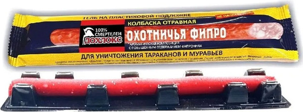 Изображение товара Набор средств для защиты от насекомых Дохлокс Гель д/уничтожения тараканов и Отравная Колбаска Охотничья Фипро