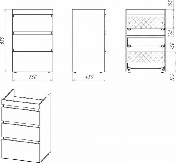 Изображение товара Тумба с умывальником Misty Фостер 55 / Э-Фос01055-01Н3Я+5216120