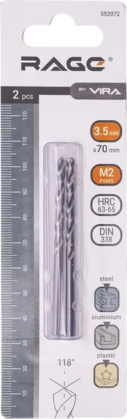 Изображение товара Набор сверл Vira 3.5мм P6M5 / 552072 (2шт)