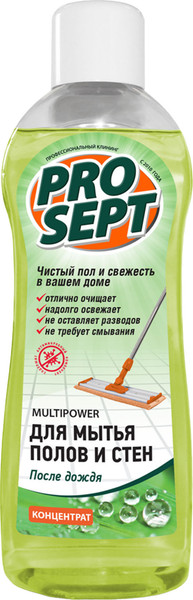 Изображение товара Чистящее средство для пола Prosept Для мытья полов и стен Multipower После дождя концентрат (800мл)