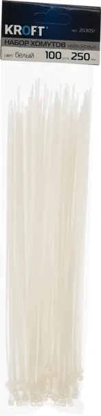 Изображение товара Стяжка для кабеля Kroft 250мм / 203051 (100шт, белый)