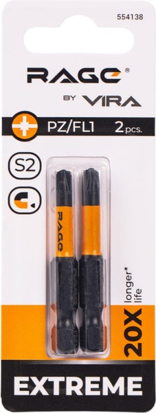 Изображение товара Набор бит Vira S2 PZ/FL1x50мм / 554138 (2шт)