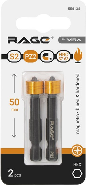 Изображение товара Набор бит Vira Rage S2 PZ2x50мм / 554134 (2шт)