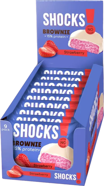 Изображение товара Набор протеинового печенья FitnesShock Shocks! Брауни Клубника (9x50г)
