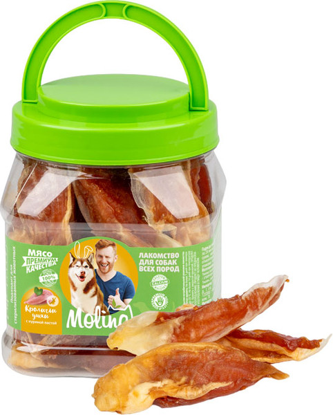 Изображение товара Лакомство для собак Molina Кроличьи ушки с куриной пастой (400г)