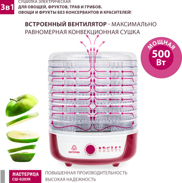 Изображение товара Сушилка для овощей и фруктов Мастерица СШ-0205К