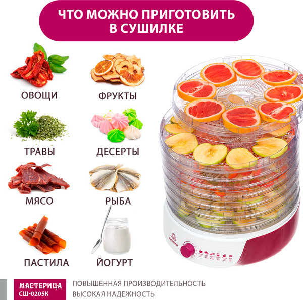 Изображение товара Сушилка для овощей и фруктов Мастерица СШ-0205К