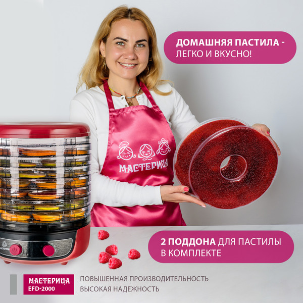 Изображение товара Сушилка для овощей и фруктов Мастерица EFD-2000 3в1 (вишневый/черный)