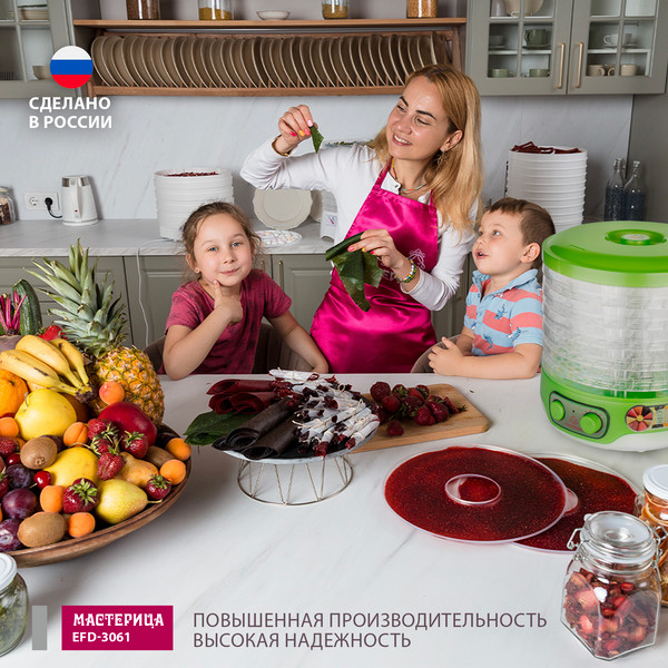 Изображение товара Сушилка для овощей и фруктов Мастерица EFD-3061 (зеленый перламутр)