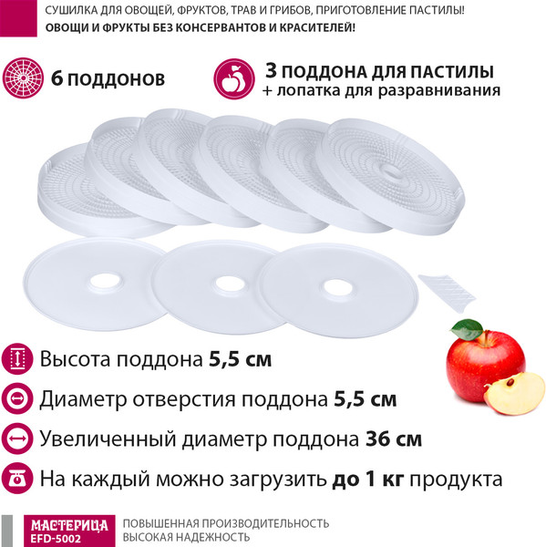 Изображение товара Сушилка для овощей и фруктов Мастерица EFD-5002 (белый)
