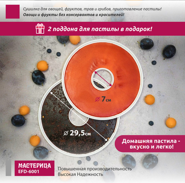 Изображение товара Сушилка для овощей и фруктов Мастерица EFD-6001 (белый)
