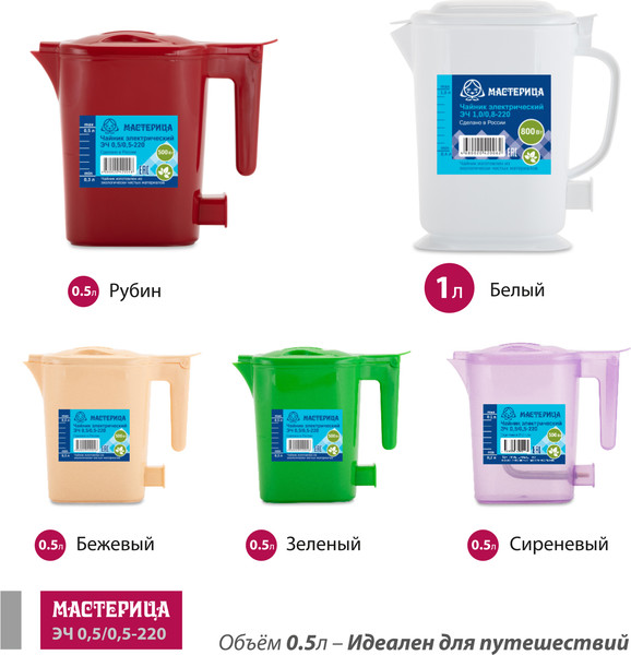 Изображение товара Электрочайник Мастерица ЭЧ 0.5/0.5-220Р (рубин)