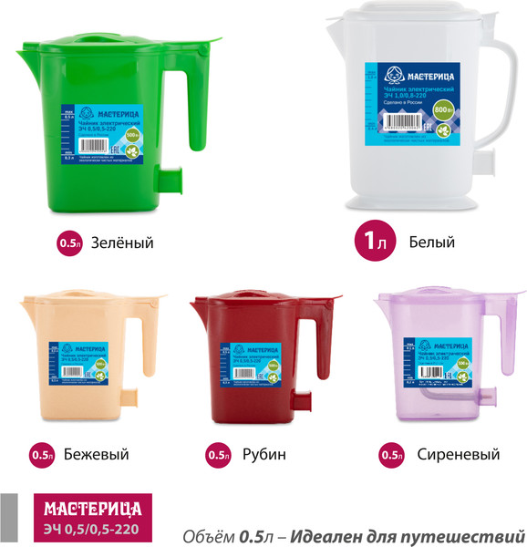 Изображение товара Электрочайник Мастерица ЭЧ 0.5/0.5-220З (зеленый)